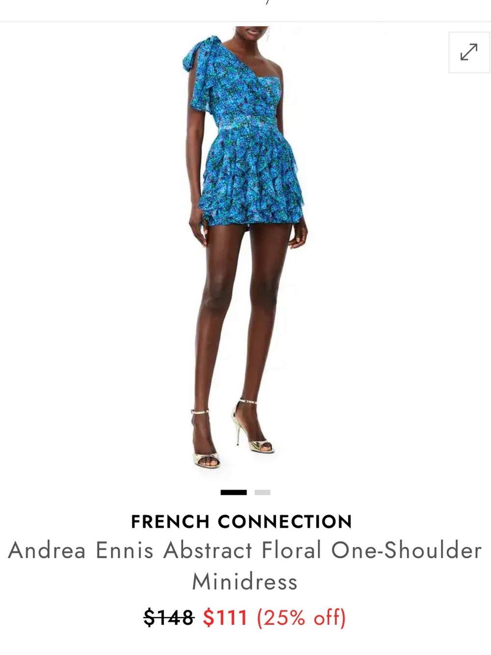 French Connection one shoulder bow dress